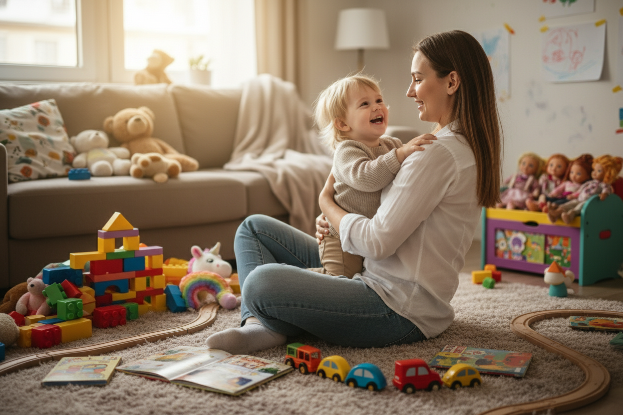 Im Kinderzimmer mit Kinderspielzeugen